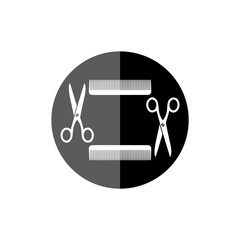 Comb and scissors icon