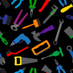 Seamless pattern with instruments and tools