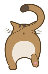 Cartoon cute cat walk away