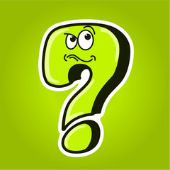 Cartoon funny question mark on background