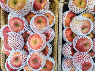 top view of apple for sale in the supermarket.
