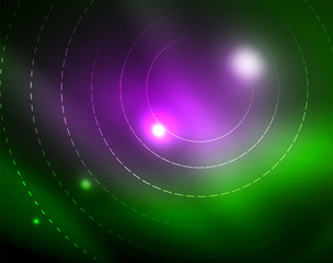 Neon circles abstract background