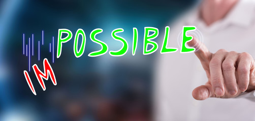 Man touching a challenge concept