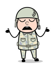 Unaware - Cute Army Man Cartoon Soldier Vector Illustration