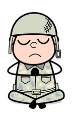 Prayer - Cute Army Man Cartoon Soldier Vector Illustration