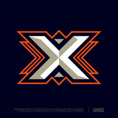Obraz premium Modern professional letter emblem for sport teams. X letter