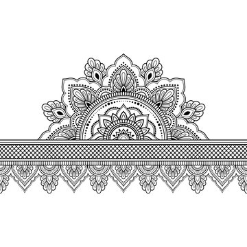 recommend clip art: Seamless borders with mandala for design, application of henna, Mehndi and tattoo. Decorative pattern in ethnic oriental style.
