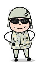 Cool Militaryman - Cute Army Man Cartoon Soldier Vector Illustration