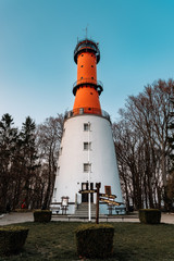 lighthouse in Rozewie, during sunset