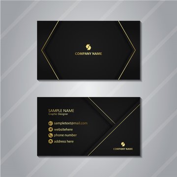 Black Business Card With Gold Accent