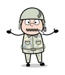 Zipper Mouth - Cute Army Man Cartoon Soldier Vector Illustration