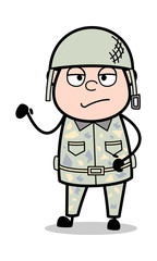 Rude Behavior - Cute Army Man Cartoon Soldier Vector Illustration
