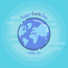 happy earth day background with globe illustration. celebrate international day. holiday wallpaper with blue color.