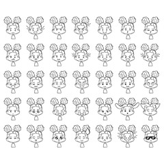 Little people. Cartoons. Emotions. Smileys. Isolated vector objects on white background. Set.