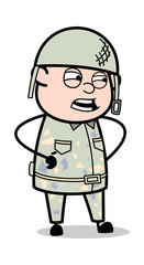 Irritated - Cute Army Man Cartoon Soldier Vector Illustration