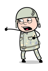 Punching - Cute Army Man Cartoon Soldier Vector Illustration