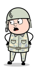 Surprised Face Expression - Cute Army Man Cartoon Soldier Vector Illustration