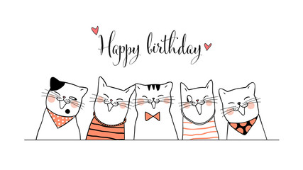 Banner background portrait cats for birthday.