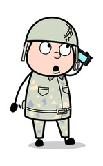 Caller - Cute Army Man Cartoon Soldier Vector Illustration