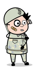 Funny Injured Person - Cute Army Man Cartoon Soldier Vector Illustration