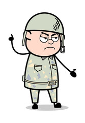 Angry Discussion - Cute Army Man Cartoon Soldier Vector Illustration