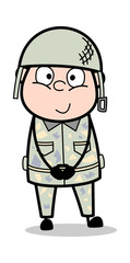 Smiling and Staring - Cute Army Man Cartoon Soldier Vector Illustration