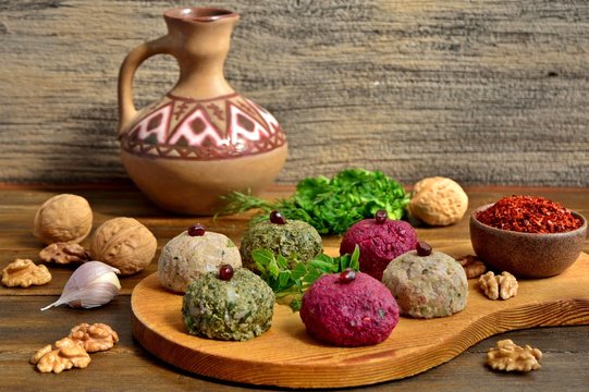 Phali - a traditional Georgian snack with vegetables and nuts.