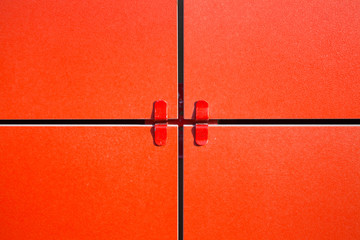 Arrangement of ventilated facade. Red ceramic tiles for the facade.