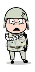 Fractured Hand - Cute Army Man Cartoon Soldier Vector Illustration