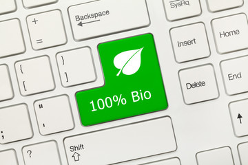 White conceptual keyboard - 100% Bio (green key)