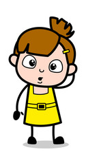 Shocked Expression - Cute Girl Cartoon Character Vector Illustration