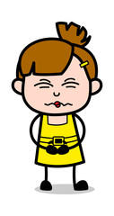 Belly Ache - Cute Girl Cartoon Character Vector Illustration