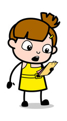 Reading Notes - Cute Girl Cartoon Character Vector Illustration