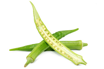  Fresh okra isolated on white