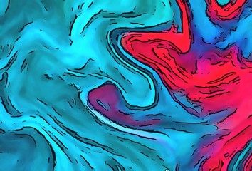 Abstract marble psychedelic background. Elegant, bright and fresh conceptual texture. Liquid in water swirl pattern. Oil backdrop in warm colors. Graphic painting beautiful design template. Watercolor