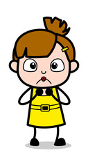Worried - Cute Girl Cartoon Character Vector Illustration
