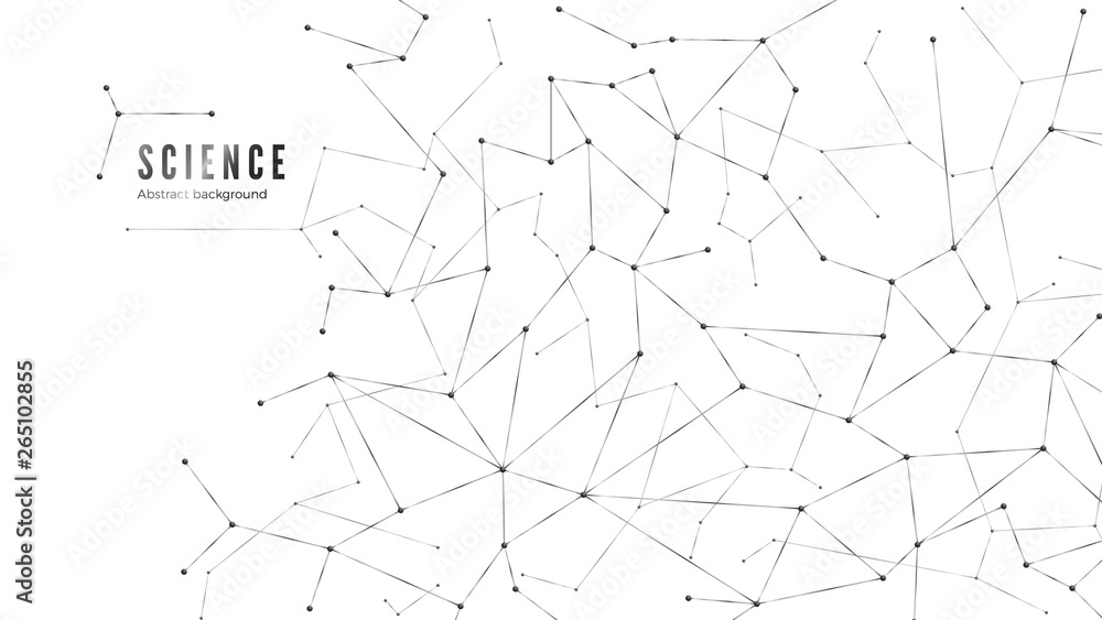 Poster Complex network nodes structure. Plexus data connection. Dots and lines background. Vector illustration
