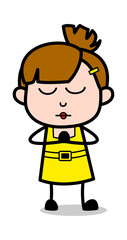 Prayer - Cute Girl Cartoon Character Vector Illustration