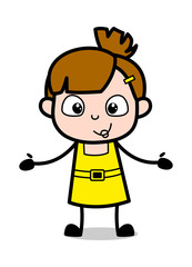 Presenting with Empty Hands - Cute Girl Cartoon Character Vector Illustration