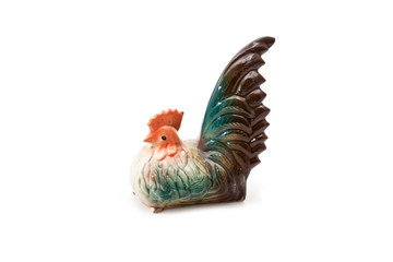 sculpture of a bantam chicken isolated on white background