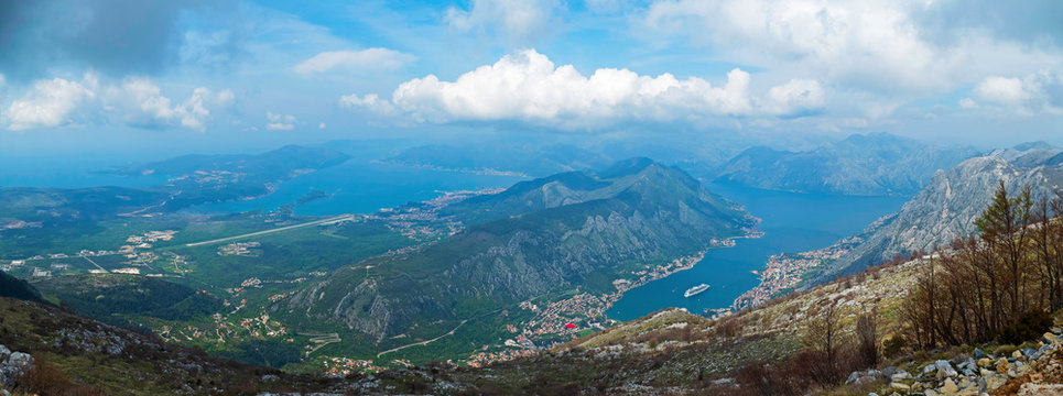 The bay and the city of Kotor, Montenegro © Dronandy