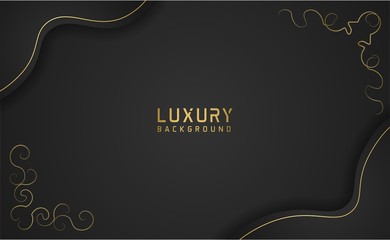 luxury black background with curvy line. clean and elegant design concept suitable for invitation card, business card, cover and others.