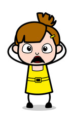Shocked - Cute Girl Cartoon Character Vector Illustration