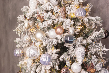 Fototapeta premium decorated Christmas tree, beautiful lights