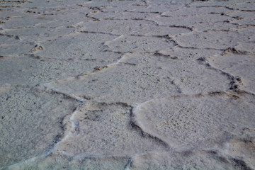 Badwater salt formations close-up in Death Valley National Park