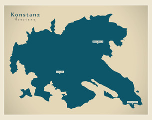Modern Map - Konstanz county of Baden Wuerttemberg DE