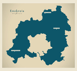 Modern Map - Enzkreis county of Baden Wuerttemberg DE
