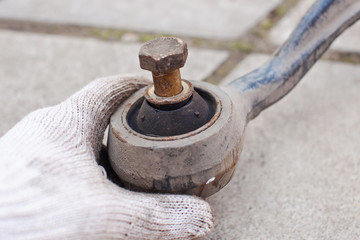 Old, used silent block of a classic car