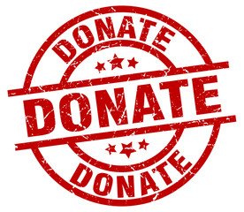 donate round red grunge stamp