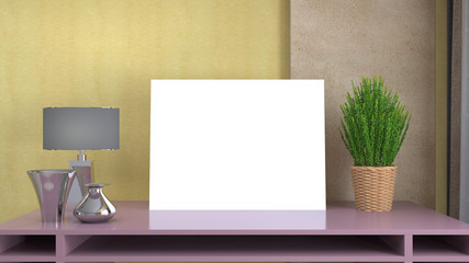 Plakat Blank picture on the table. 3d illustration